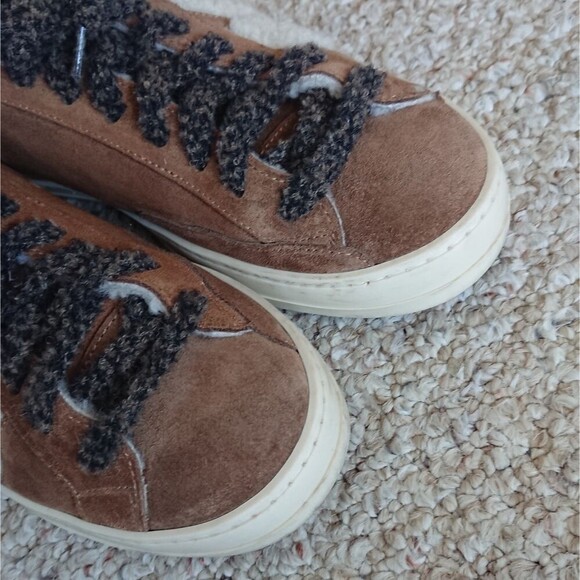 P448 John-W suede Sneakers in Slavia brown with shearling trim size 38 - Picture 7 of 12